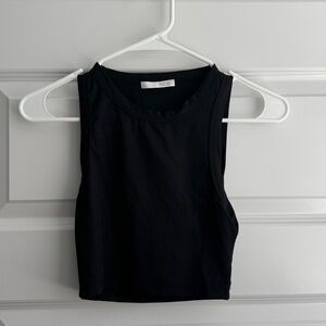 Zara Black Crop Top – Sleeveless Stretch Tank – Minimalist Basic – Size S